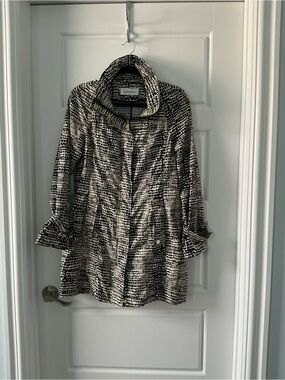 Calvin Klein Brown & Beige Patterned Trench Coat